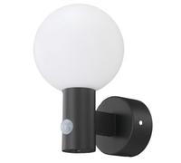 UKEW 15W Led Grey Frosted Ball Pir Motion Wall Light Ip65 - Cool White 4000K