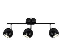 UKEW 3 Way Eyeball Ceiling Spotlight - Modern Straight Bar Adjustable 50W Retro Globe Heads LED GU10 Compatible Light Fixture - Black