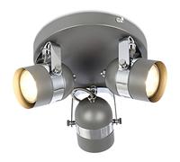 UKEW 3 Way Retro Ceiling Lights - Rotatable Round Base GU10 LED Spotlight Fitting for Lounge Bedroom Dining Room (Grey)