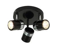 UKEW 3 Way Round Ceiling Light - Black Stylish Home LED Spotlight with 50w Max GU10 Adjustable Heads Light Fixtures