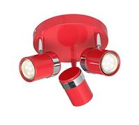 UKEW 3 Way Round Ceiling Light - Red Stylish Home LED Spotlight with 50w Max GU10 Adjustable Heads Light Fixtures