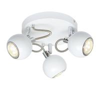 UKEW 3 Way Round Ceiling Spotlight - Modern Adjustable Retro Eyeball Heads LED GU10 Compatible Light Fixture (Gloss White & Chrome)