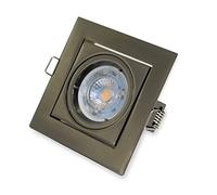 UKEW Adjustable Square Ceiling Recessed Downlight - Pack of 12 GU10 Led Compatible Tilt Twist Lock Design Spotlight - Bedroom Lounge Lights (Black Chrome)