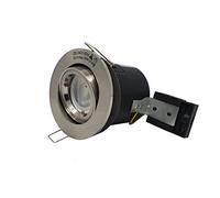 UKEW Fire Rated Adjustable Recessed Downlights - Pack of 4 GU10 LED 240V Tilt Dimmable Spotlights - Kitchen Hallway Ceiling Lights (Satin Chrome)