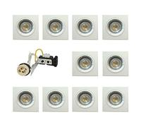 UKEW LED Downlights Ceiling - 10X GU10 Recessed Ceiling Lights, Fixed Spotlight Ceiling Light Fittings for Kitchen, Living Room & Bedroom | Square