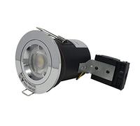 UKEW LED Fire Rated Recessed Downlights - Pack of 10 GU10 Ceiling Lights Polished Chrome Twist Lock Fixed Beam Dimmable - Spotlights for Bedrooms Lounge