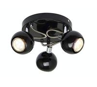 UKEW Modern 3 Way Ceiling Light - Black GU10 LED Spotlight with Adjustable Round Ball Heads - Light Fixture for Bedroom Kitchen Restaurants