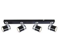 UKEW Modern 4 Way Ceiling Spotlight - Straight Bar with Adjustable Heads - Stylish GU10 LED Spotbar Light for Kitchen Living Room - 4 x 50W - Black