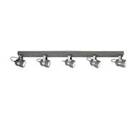 UKEW Modern 5 Way Ceiling Spotlight - Straight Bar Long 90CM Spot Bar 50W Lights Adjustable Retro Heads - GU10 LED Fitting for Bedroom Restaurants Lounge - Grey