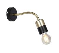 UKEW Modern Bedside Wall Light - E27 Led Compatible Brass/Black Adjustable Flexible Cord Style Reading Lighting for Bedroom Home Business