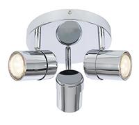 UKEW Round 3 Way Ceiling Light - Stylish Home 50W Spotlight with Adjustable Heads and GU10 LED Compatible Light Fixtures - Chrome