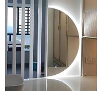 UkewEi Half Moon Bathroom Vanity Mirrors for Wall, 40Inch Smart LED Bathroom Mirror, Dimming Anti-fog, Modern Frameless Lighted Mirror, White/Neutral/Warm Light ( Color : Right cut , Size : 40*80CM/32