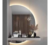 UkewEi Irregular Full length Mirror with Touch Button, 3-Color Smart Dimmable Led Mirror, Frameless Anti-Fog Bathroom Mirror, Decorative Mirror Shatter-Proof, Explosion Proof (Color : Left cut, Size