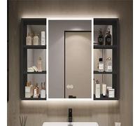 UkewEi LED Medicine Cabinet with Mirror, Lighted Bathroom Medicine Cabinet with Storage Wall Mounted, Defogger, Smart Touch Button, LED Vanity Mirror Cabinet, 39″ × 28″ (Color : B, Size : 90CM)