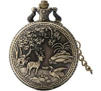 UKewei Personalised Pocket Watch, Bronze Quartz Necklace Pocket Watch Men Women Chain Pendant Vintage Pocket Timer Vintage (Color : E, Size : 1) (Color : E, Size : One Size)