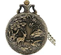 UKewei Personalised Pocket Watch, Bronze Quartz Necklace Pocket Watch Men Women Chain Pendant Vintage Pocket Timer Vintage (Color : E, Size : 1) (Color : D, Size : One Size)