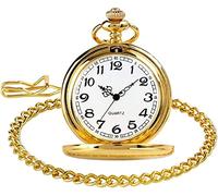 UKewei Personalised Pocket Watch, Mechanical Pocket Watch Men Women Antique Quartz Watch Numerals Display for Teenager Retro Necklace Pocket Watches Vintage (Color : Box) (Color : Gold)