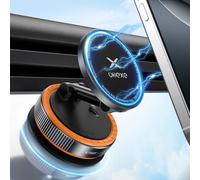 UKEXE Vacuum Magnetic Mobile Phone Holder Car for Magsafe Car Mount, 360° Adjustable Ultra Suction Cup Car Phone Mount for iPhone 17 Pro Max 16 15 14 13 12 Air Plus (Orange)