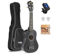 UKEY Kids Ukulele Kit - 21" Black Soprano Ukulele for Beginners, Ideal Starter Instrument for Children, Fun Easy Play Design with Carry Case and Tuner Included
