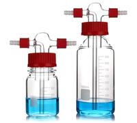 UKFengHeng Lab Graduated Gas Washing Bottle Borosilicate Glass Lab Buffer Bottle Chemistry Lab Glassware Kit (500ML)