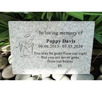 ukgifts Personalised Natural Silver Grey Granite Memorial Plaque/Headstone, Sandblasted Deep Engraving, Keepsake, Remembrance, Sympathy Gift, Stone Marker Text Colour Black (30x 15 cm, Angel)