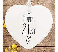 ukgiftstoreonline 21st Birthday ornament, 21st keepsake, 21st ceramic heart gift