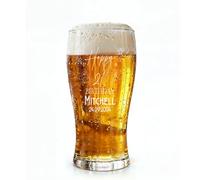 ukgiftstoreonline 21st Birthday Personalised Engraved Beer Glass Gift for Him with Star Design