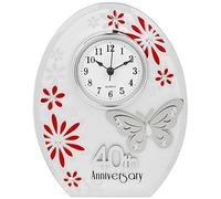 ukgiftstoreonline 40th Ruby Butterfly Clock 55111