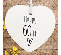 ukgiftstoreonline 60th Birthday ornament, 60th keepsake, 60th ceramic heart gift