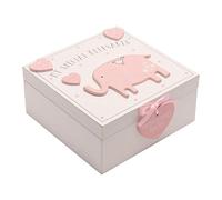 ukgiftstoreonline Baby Girl wooden Memories Keepsake Box Vintage Style, Pink