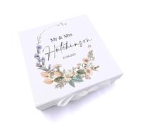 ukgiftstoreonline Beautiful Wedding Day Personalised Keepsake Memory Box With Wildflowers Gift (Large)