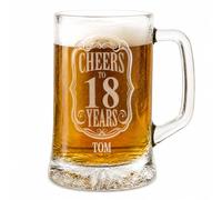 ukgiftstoreonline Cheers to 18 Years Engraved Glass Beer Tankard