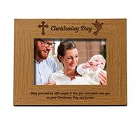 ukgiftstoreonline Christening Day Wooden Photo Frame Gift (5 x 7 Inch)