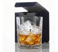 ukgiftstoreonline Crystal Cut Whisky Glass, 300ml, Personalised Logo Engraving, Traditional Style