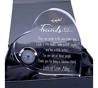 ukgiftstoreonline Engraved Personalised Friends Crystal Glass Clock With Sentiment