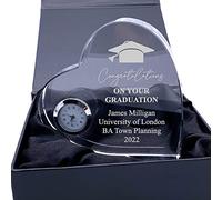 ukgiftstoreonline Engraved Personalised Graduation Gift Heart Crystal Glass Clock