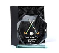 ukgiftstoreonline Large Jade Glass Personalised 15cm Colour Field Hockey Trophy Award