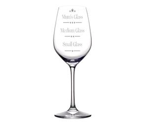 ukgiftstoreonline Mum's Measure Wine Glass with Measurement Markings, 35 apacity, 21.5 x 7 x 7cm, Humorous Gift for Birthdays, Christmas, Mother's Day