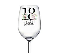 ukgiftstoreonline Personalised 18th Birthday Floral Wine Glass Gift for Her