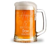 ukgiftstoreonline Personalised 18th Birthday Pint Beer Tankard Glass with Stars
