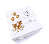 ukgiftstoreonline Personalised 21st Birthday Keepsake Memory Box Gold Presents (Medium)
