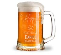 ukgiftstoreonline Personalised 40th Birthday Pint Beer Tankard Glass with Stars