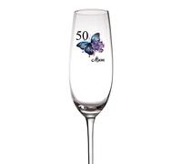 ukgiftstoreonline Personalised 50th Birthday Butterfly Champagne Prosecco Glass Gift for Her