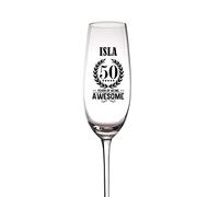 ukgiftstoreonline Personalised 50th Birthday Gift Champagne Prosecco Glass Years of Being Awesome