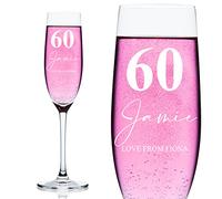 ukgiftstoreonline Personalised 60th Birthday Signature Champagne Flute Prosecco Glass Gift