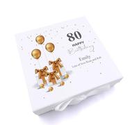 ukgiftstoreonline Personalised 80th Birthday Keepsake Memory Box Gold Presents (Medium)