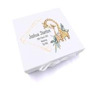 ukgiftstoreonline Personalised Baby Keepsake Memory Box Cute Giraffes UV-817 (Medium)