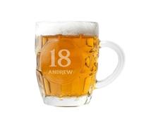 ukgiftstoreonline Personalised Birthday Beer Mug Tankard with Custom Engraving, 20oz/1 Pint, 12.7 cm Height Any Age