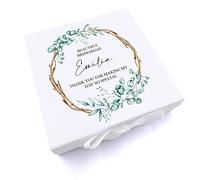 ukgiftstoreonline Personalised Bridesmaid Keepsake Box Wedding Memory gift box With Leaves (Medium)