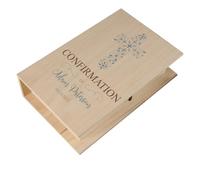 ukgiftstoreonline Personalised Confirmation Wooden Keepsake Book Box with Blue Cross Design